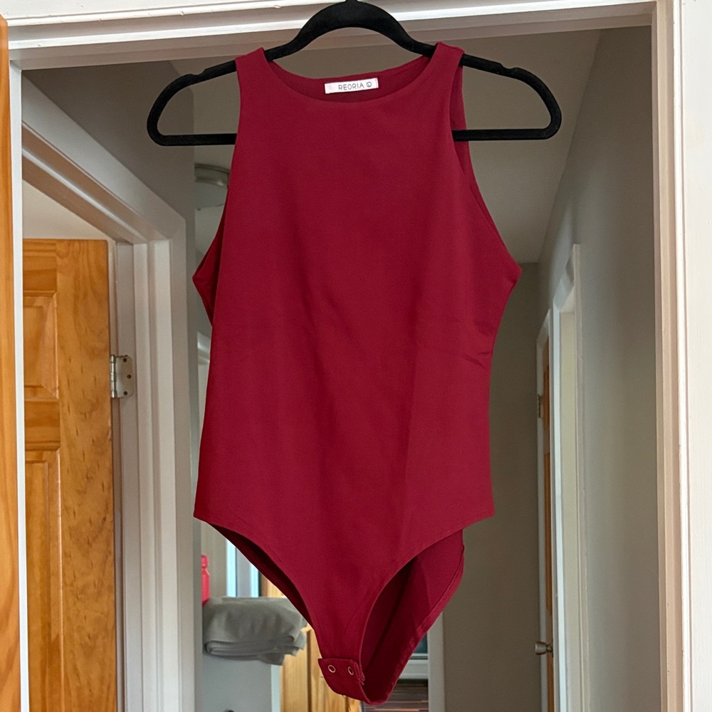ReoRia Burgundy Sleeveless Bodysuit